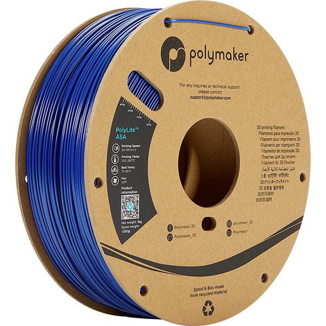 Polymaker PF01005 PolyLite 3D nyomtatószál ASA UV álló, időjárásálló, hőálló 1.75 mm 1000 g Kék 1 db