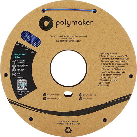 Polymaker PF01005 PolyLite 3D nyomtatószál ASA UV álló, időjárásálló, hőálló 1.75 mm 1000 g Kék 1 db 2. kép