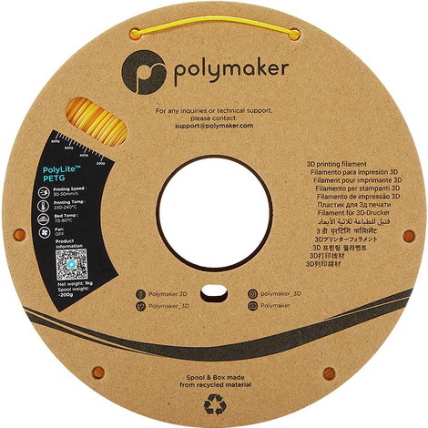 Polymaker PB01006 PolyLite 3D nyomtatószál PETG hőálló, nagy szakítószilárdság 1.75 mm 1000 g Sárga  2. kép