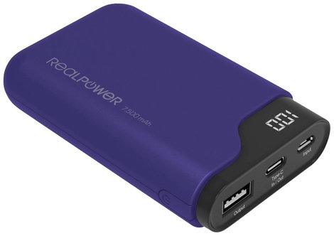 RealPower PB-7500C Powerbank 7500 mAh Lítiumion USB, USB-C® Navy kék