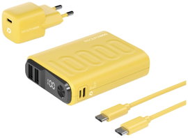 RealPower PB-10000 Power Pack Powerbank 10000 mAh Lítiumion USB, USB-C® Sárga