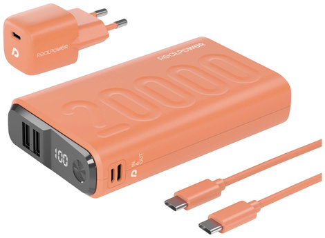 RealPower PB-20000 Power Pack Powerbank 20000 mAh Lítiumion USB, USB-C® Narancs