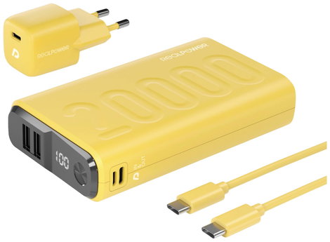 RealPower PB-20000 Power Pack Powerbank 20000 mAh Lítiumion USB, USB-C® Sárga