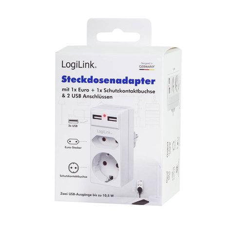 LogiLink PA0276 Csatlakozódoboz USB töltőkimenettel, Gyermekvédelem, Túlfeszültség elleni védelem IP 5. kép