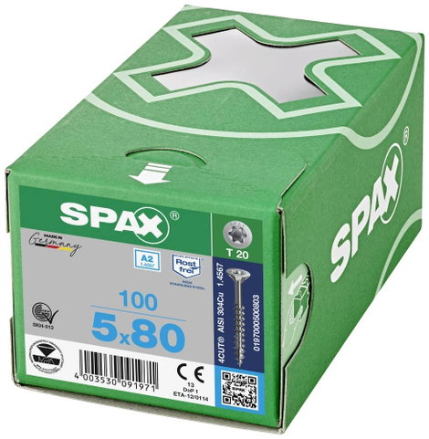 SPAX SPAX Seko-T-Tg 197000500803 Facsavar 5 mm 80 mm Torx, E TORX 88091 Nemesacél V2A Rozsdamentes 1 3. kép