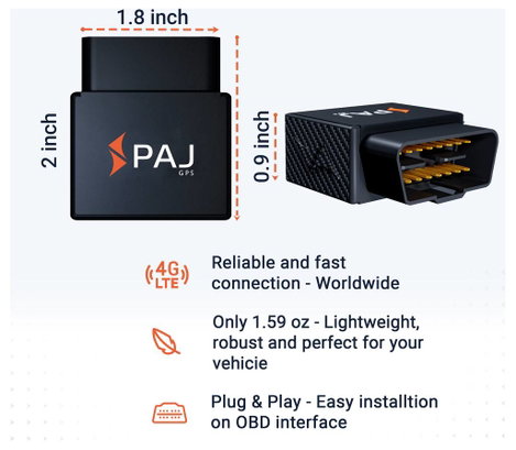 PAJ GPS CAR OBD 4G 2.0 GPS adatgyűjtő Járműkövetés Fekete 5. kép