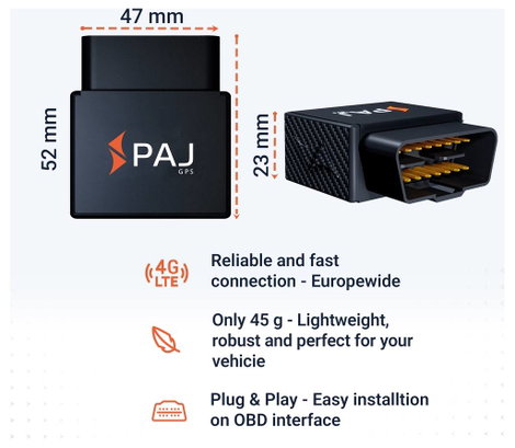 PAJ GPS CAR OBD 4G 2.0 GPS adatgyűjtő Járműkövetés Fekete 6. kép