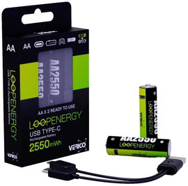 Verico LoopEnergy AA USB-C® 2550mWh Ceruzaakku Lítiumion 1700 mAh 1.5 V 2 db