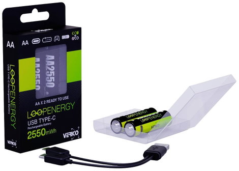 Verico LoopEnergy AA USB-C® 2550mWh Ceruzaakku Lítiumion 1700 mAh 1.5 V 2 db 2. kép