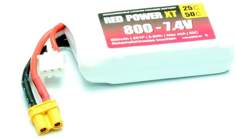 Red Power Akkucsomag, LiPo 7.4 V 800 mAh 25 C Soft doboz XT30