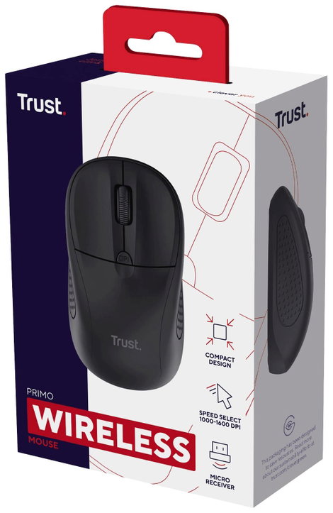 Trust Primo WLAN egér Rádiójel vezérlésű Optikai Fekete 1600 dpi 4. kép