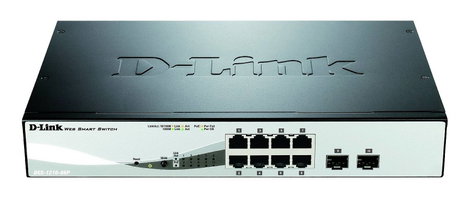 D-Link DGS-1210-08P/E Hálózati switch, RJ45/SFP 8 + 2 Port 20 GBit/s PoE funkció
