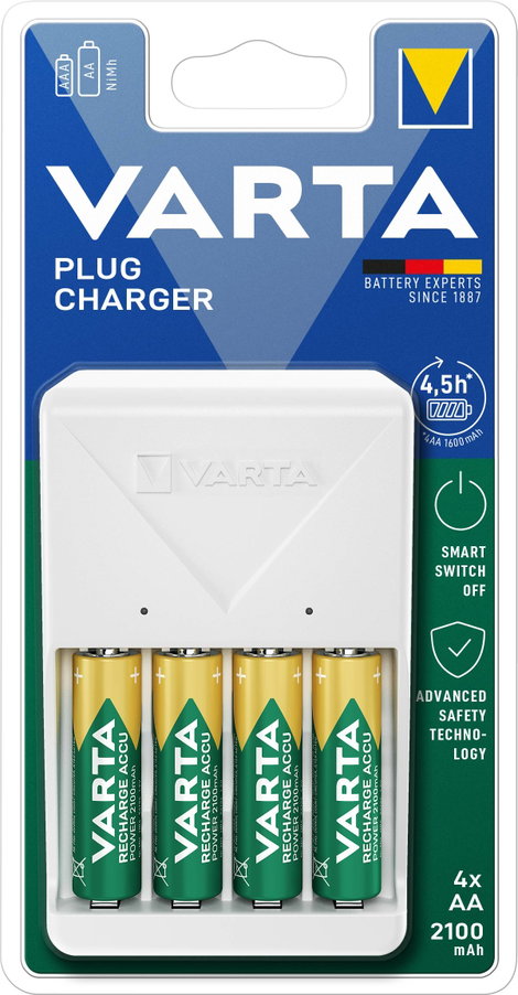 Varta Plug Charger 4x 56706 Hengeres akku töltő NiMH Mikro (AAA), Ceruza (AA) 10. kép