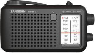 Sangean MMR-77 Kültéri rádió URH, AM Vészhelyzeti rádió Kézi kurbli, Fröccsenő víz ellen védett, Zse