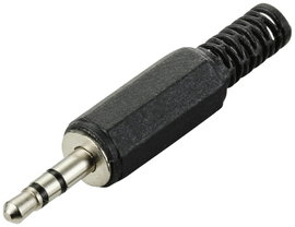 TRU COMPONENTS TC-10338320 Jack csatlakozó, 3,5 mm Dugó, egyenes Pólusszám: 1 Sztereo Fekete 1 db