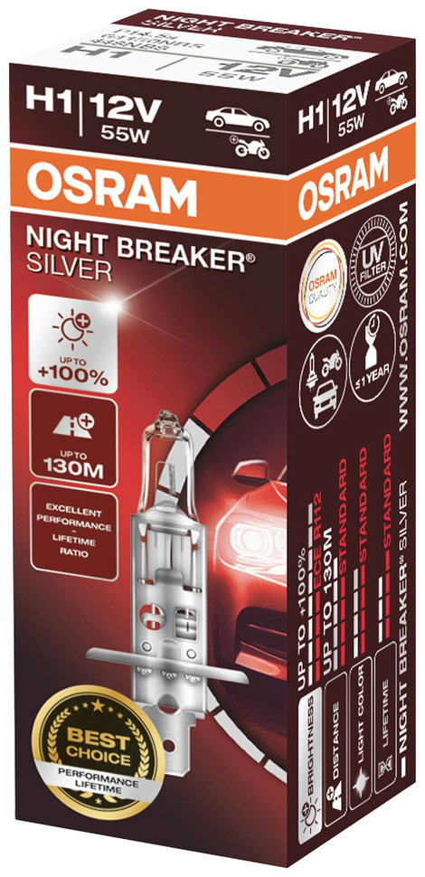 OSRAM 64150NBS Halogén fényforrás Night Breaker® Silver H1 55 W 12 V 2. kép