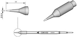 JBC Tools C245032 Forrasztóhegy Gömbölyű, Egyenes Hegy méret 0.4 mm Csúcs hossza 11 mm Tartalom, tar
