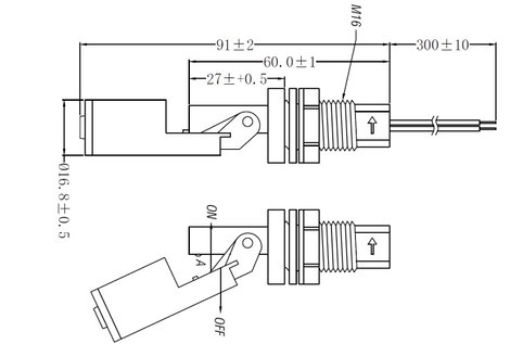 Szintkapcsoló 250 V/AC 1 A 1 záró/1 nyitó IP65, TRU Components SE-VIW-M16-H 4. kép