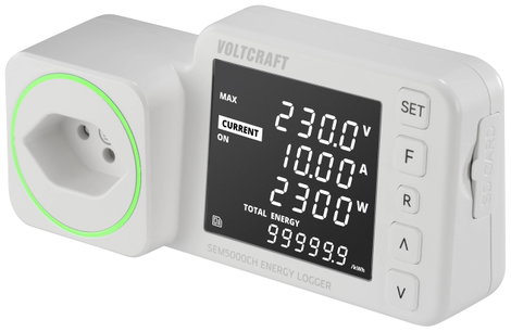 VOLTCRAFT SEM5000 CH Energiafogyasztás mérő Költség előrejelzés, Riasztó funkció, Beállítható áramta