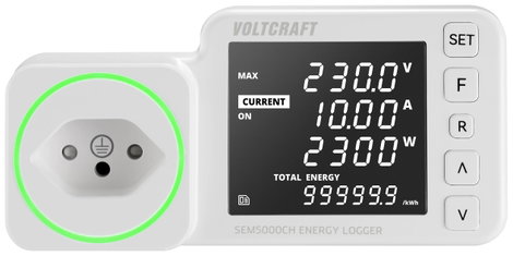 VOLTCRAFT SEM5000 CH Energiafogyasztás mérő Költség előrejelzés, Riasztó funkció, Beállítható áramta 2. kép