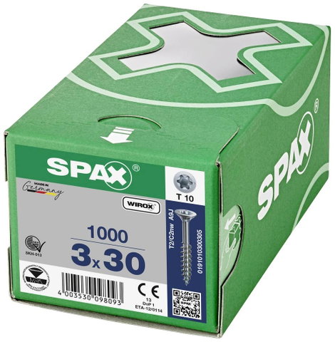 SPAX SPAX Seko-T-Tg 191010300305 Facsavar 3 mm 30 mm Torx, E TORX Acél Galvanikusan cinkezett 1000 d 2. kép