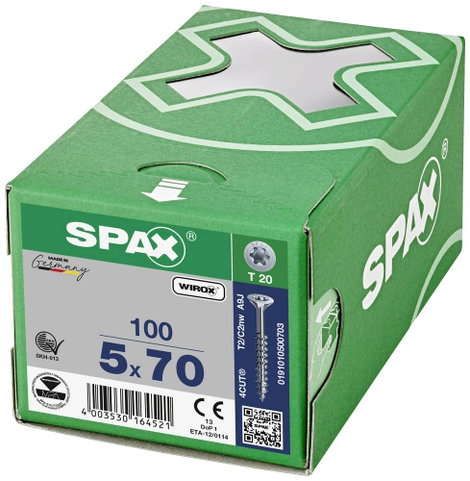 SPAX 191010500703 Facsavar 5 mm 70 mm Torx, E TORX Acél Galvanikusan cinkezett 100 db 4. kép