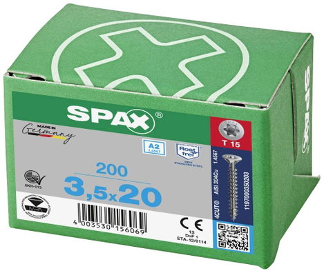 SPAX SPAX Seko-T 1197000350163 Facsavar 3.5 mm 16 mm Torx, E TORX 88091 Nemesacél V2A Rozsdamentes 2 3. kép