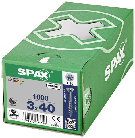 SPAX SPAX Seko-T-Tg 191010300405 Facsavar 3 mm 40 mm Torx, E TORX Acél Galvanikusan cinkezett 1000 d 2. kép