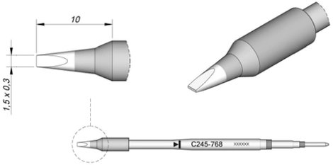 JBC Tools C245768 Forrasztóhegy Véső forma, Egyenes Hegy méret 0.3 mm Csúcs hossza 10 mm Tartalom, t