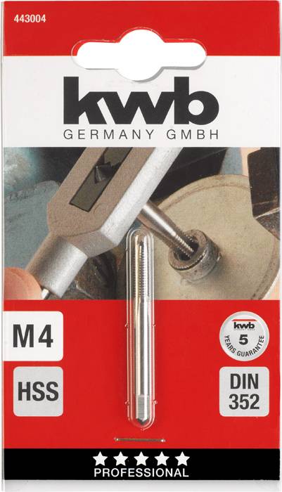 kwb 443004 Egyvágásos menetfúró 1 db M4 0.7 DIN 352 HSS 1 db 2. kép