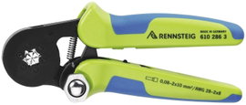 Rennsteig Werkzeuge Crimpzange 180mm 0,08-2x10mm² für 6kant-Crimpprofil 610 286 3 Krimpelőfogó Érvég