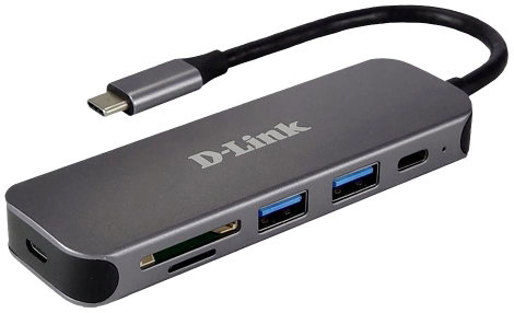 D-Link DUB-2325/E 5 port USB-C® (USB 3.1) Multiport hub Antracit