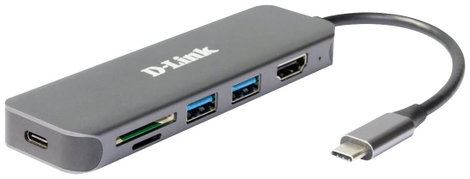 D-Link DUB-2327 6 port USB-C® (USB 3.1) Multiport hub Antracit