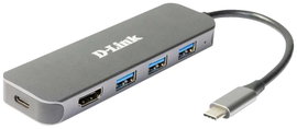 D-Link DUB-2333 5 port USB-C® (USB 3.1) Multiport hub Antracit