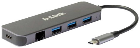 D-Link DUB-2334 5 port USB-C® (USB 3.1) Multiport hub Antracit