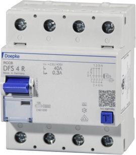Doepke 09134911 DFS4 040-4/0,03-A R Neutralleiter rechts FI védőkapcsoló A 4 pólusú 40 A 0.03 A 230 