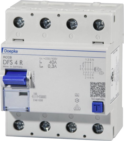 Doepke 09134911 DFS4 040-4/0,03-A R Neutralleiter rechts FI védőkapcsoló A 4 pólusú 40 A 0.03 A 230