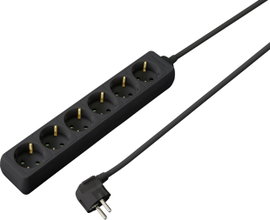 Sygonix SY-4890992 Hálózati elosztó Fekete Védőérintkezős 1 db