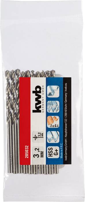 kwb 205032 HSS Spirálfúró 1 db 3.2 mm Teljes hossz 65 mm DIN 338 Hengeres befogószár 1 db 2. kép