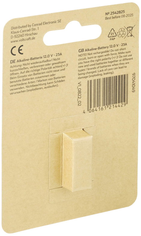 VOLTCRAFT Speciális elem 23 A Alkáli mangán 12 V 55 mAh 1 db 3. kép