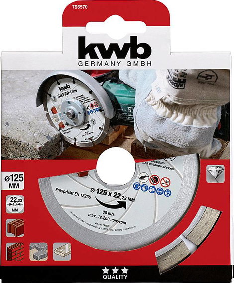 kwb 796570 Gyémánt bevonatú vágótárcsa Ø 125 mm Furat átmérő 22 mm 1 db 2. kép