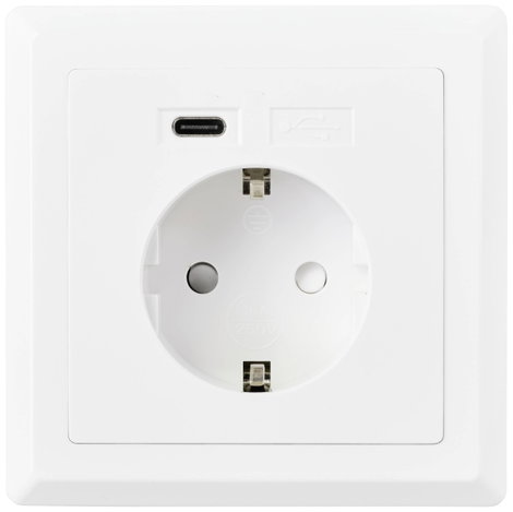 Sygonix SY-5238674 Süllyeszthető dugalj Power Delivery, Gyermekvédelem, USB-C®-vel Fehér 2. kép