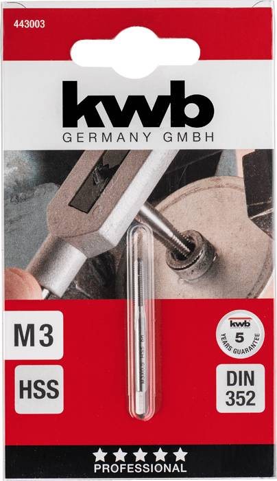 kwb 443003 Egyvágásos menetfúró 1 db M3 0.5 DIN 352 HSS 1 db 2. kép
