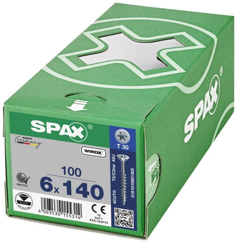 SPAX SPAX Seko-T-Tg 191010601405 Facsavar 6 mm 140 mm Torx, E TORX Acél Galvanikusan cinkezett 100 d 3. kép