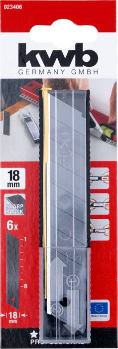 Szénacélból készült 18 mm-es lepattintható pengék kwb 023406 6 db 2. kép