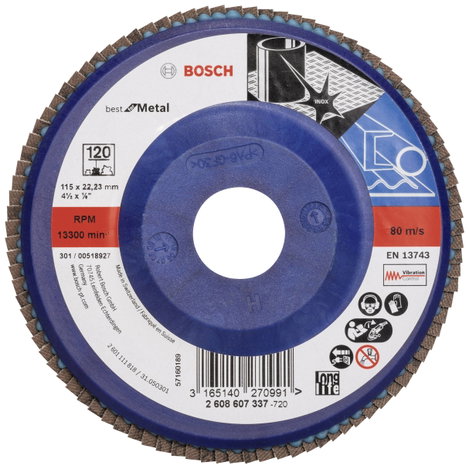 Bosch Accessories 2608607337 X571 Felületcsiszoló korong Ø 115 mm Furat átmérő 22.33 mm Acél 1 db