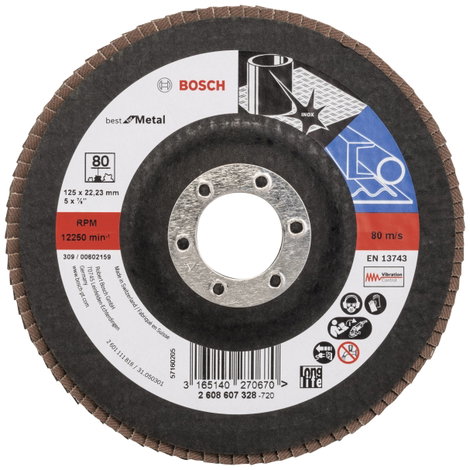 Bosch Accessories 2608607328 X571 Felületcsiszoló korong Ø 125 mm Furat átmérő 22.33 mm Acél 1 db
