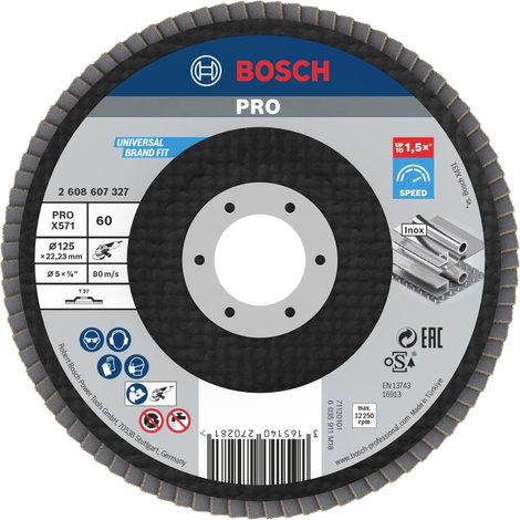 Bosch Accessories 2608607327 X571 Felületcsiszoló korong Ø 125 mm Furat átmérő 22.33 mm Acél 1 db