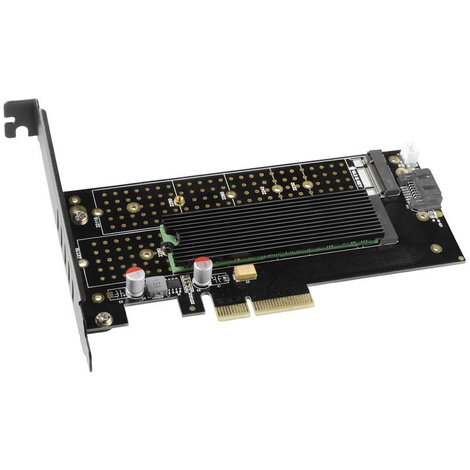 AXAGON PCEM2-DC 2 port M.2 kontroller PCIe x4 Alkalmas: M.2 PCIe NVMe SSD, M.2 SATA SSD Aktív hűtés, 2. kép
