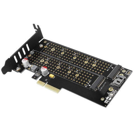 AXAGON PCEM2-DC 2 port M.2 kontroller PCIe x4 Alkalmas: M.2 PCIe NVMe SSD, M.2 SATA SSD Aktív hűtés, 4. kép